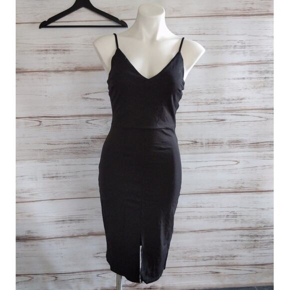 Aqua Black Slit Sheath Spaghetti Strap dress New Medium - Picture 1 of 5